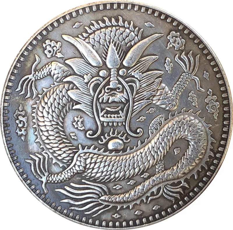 

Chinese Vintage Dragon Silver Plated Coin REPLICA Crafts Magic Collectibles Coin Lucky Fortune Toy Coins Christmas Gifts