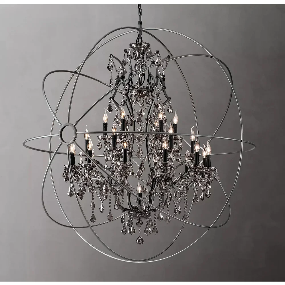 

LED Pendant Lamp Foucault's Orb Chandeliers Lustre Modern Smoke Crystal Black Rustic Ceiling Living Room Bedroom Lights