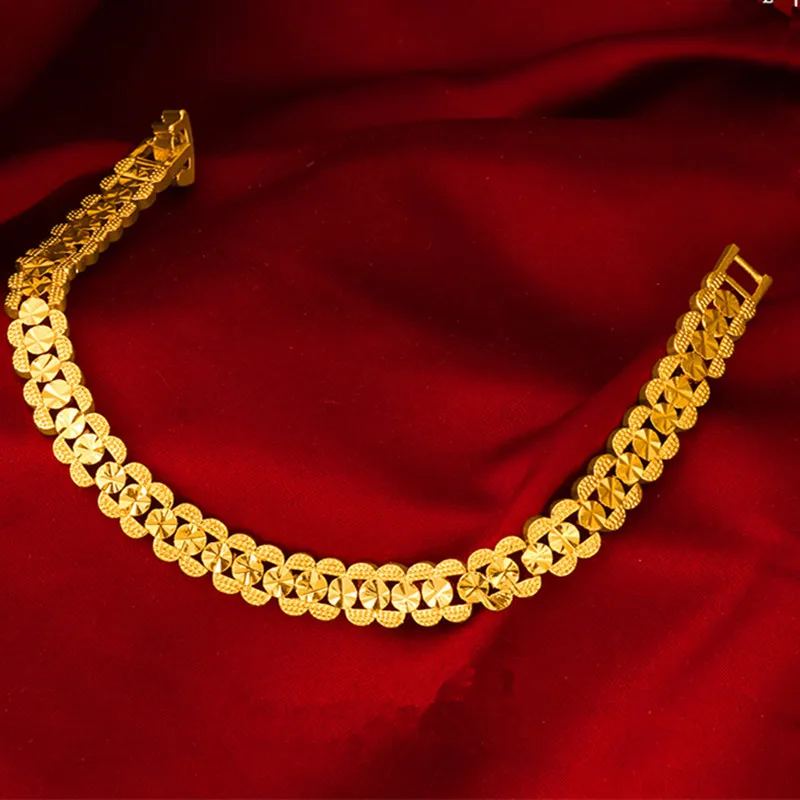 

Новый резной браслет с цветами, желтый золотистый браслет для женщин, аксессуары из Юго-Восточной Азии