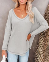 solid colors batwing sleeve pullovers women v neck long sleeve casual t shirts spring autumn fashion streetwear black blue tops