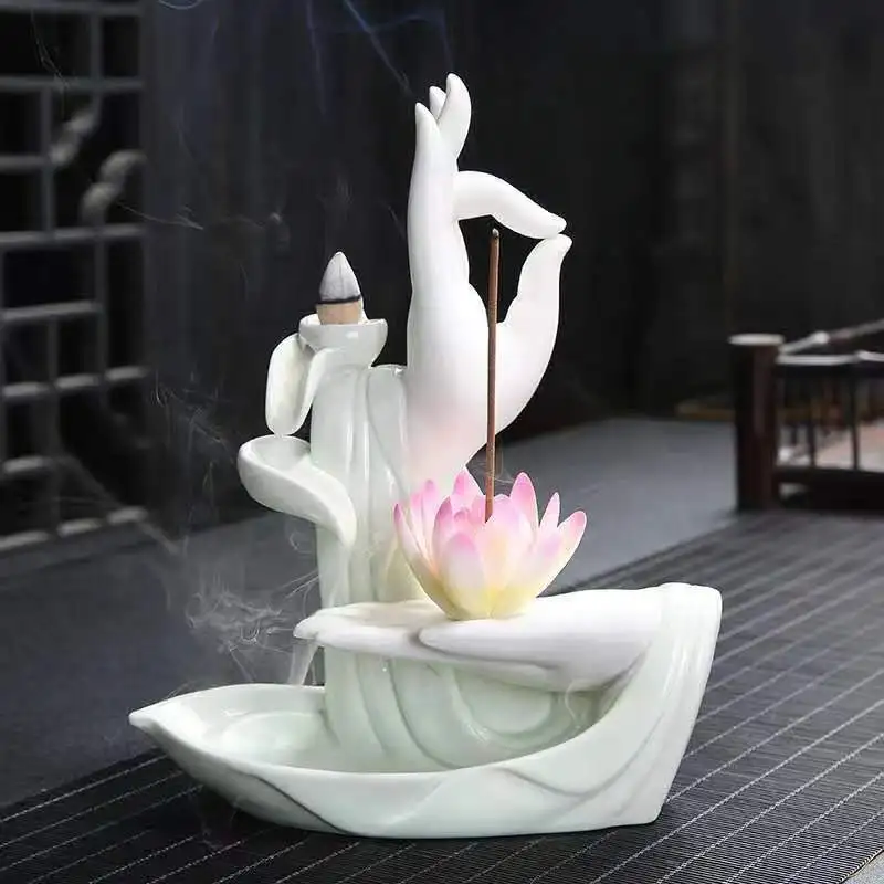 Bruciatore di incenso di riflusso in ceramica Zen bergamotto creativo casa Agarwood bruciatore di incenso supporto per incenso
