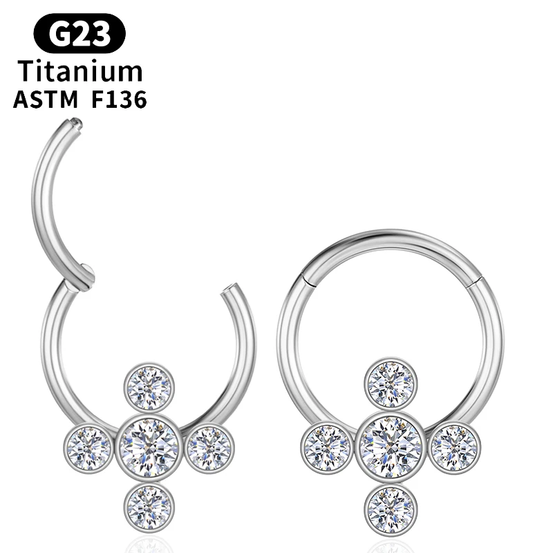 

Septum Piercing Tragus Titanium Nose Ring Zircon Cartilage G23 Clicker Ball Earrings Helix Sexy Industrial Women Body Jewelry