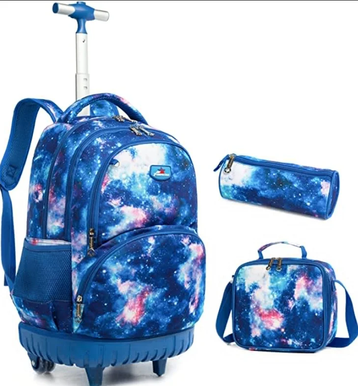 Kids Rolling Suitcase Children Rolling Luggage Bag for Boys Kids Wheeled backpack for girl School Trolley Bag Set with Lunch Bag