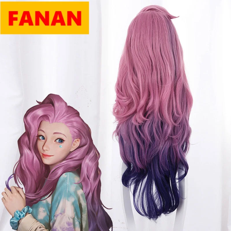 

Парик для косплея игры LoL KDA Серафин женские волнистые прямые Розовые Смешанные фиолетовые парики Лига Легенд аксессуары для косплея женски...