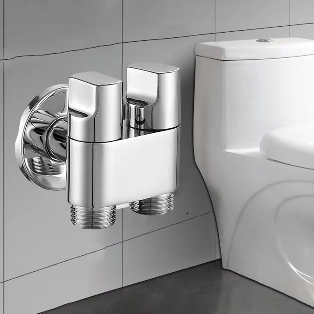 

1pc 1 In Two Out Double Control Washing Machine Faucet Alloy Triangle Valve Garden Kitchen Sink Bathroom Accessories