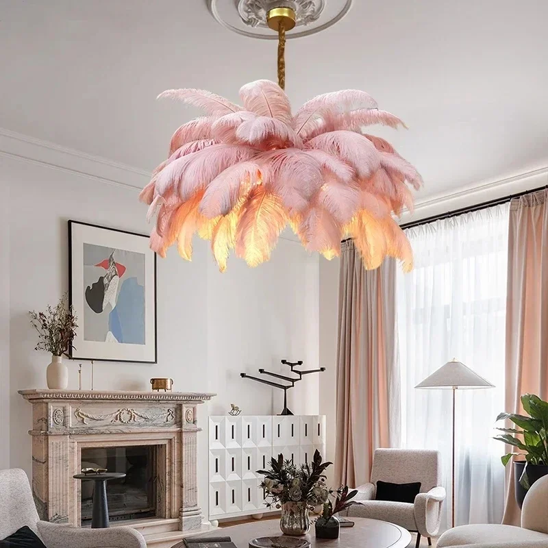 Фото Плафонье LED en Plumes d'Autruche au Design Nordique, Светильник Décoratif d'Nik, Idéal pour un Salon ou une Chambre à Coucher №2