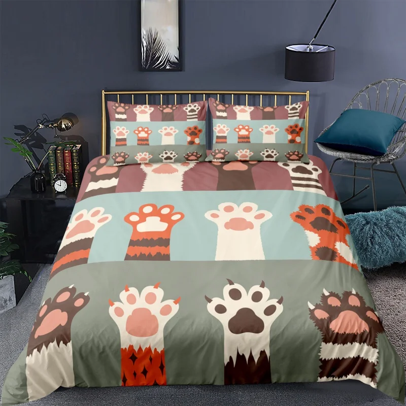 

Cartoon Cat Cover Digital Print Polyester Bedding Sets Child Kids Covers Boys Bed Linen Set for Teens king size bedding set
