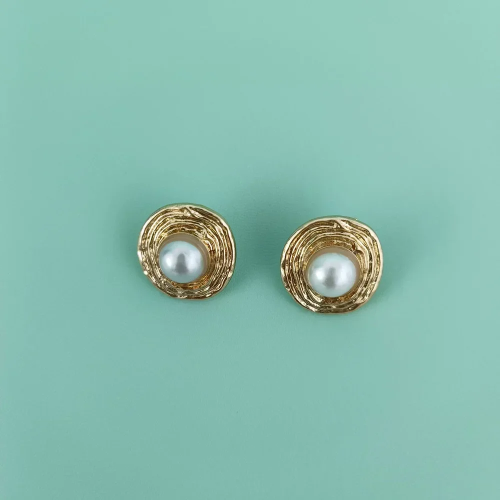 Плиссированные серьги-гвоздики с жемчугом новые ювелирные изделия Y2K модные