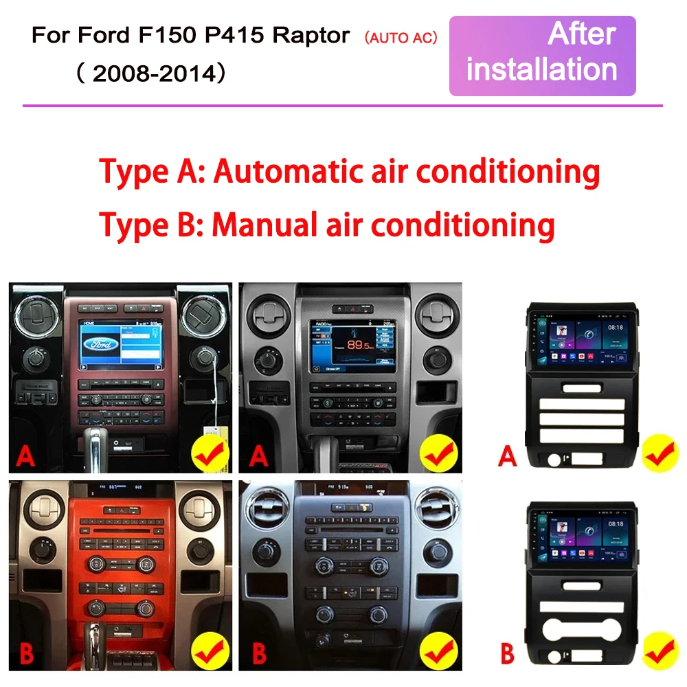 Фото Android13 8-ядерный 9 ''2din автомобильный радиоприемник для Ford F150 P415 Raptor 2008-2014 стерео Мультимедийный плеер GPS навигация Carplay Head Uni №2