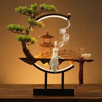 backflow large incense burner holder statue with lights ceramic censer chinese style zen ornament aroma burner home decor palnik