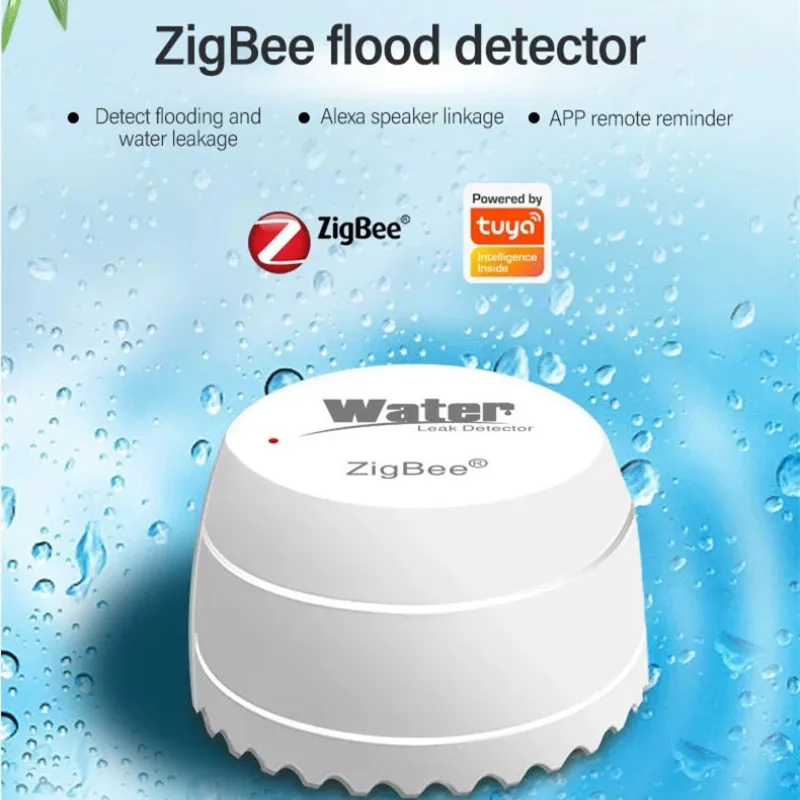 

Датчик утечки воды Tuya Zigbee, умный детектор утечки воды для дома, работает с приложением Alexa Google Home