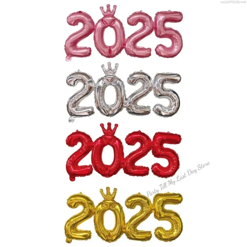 2025 фольгированные шары с короной и номером украшение для вечеринки в канун