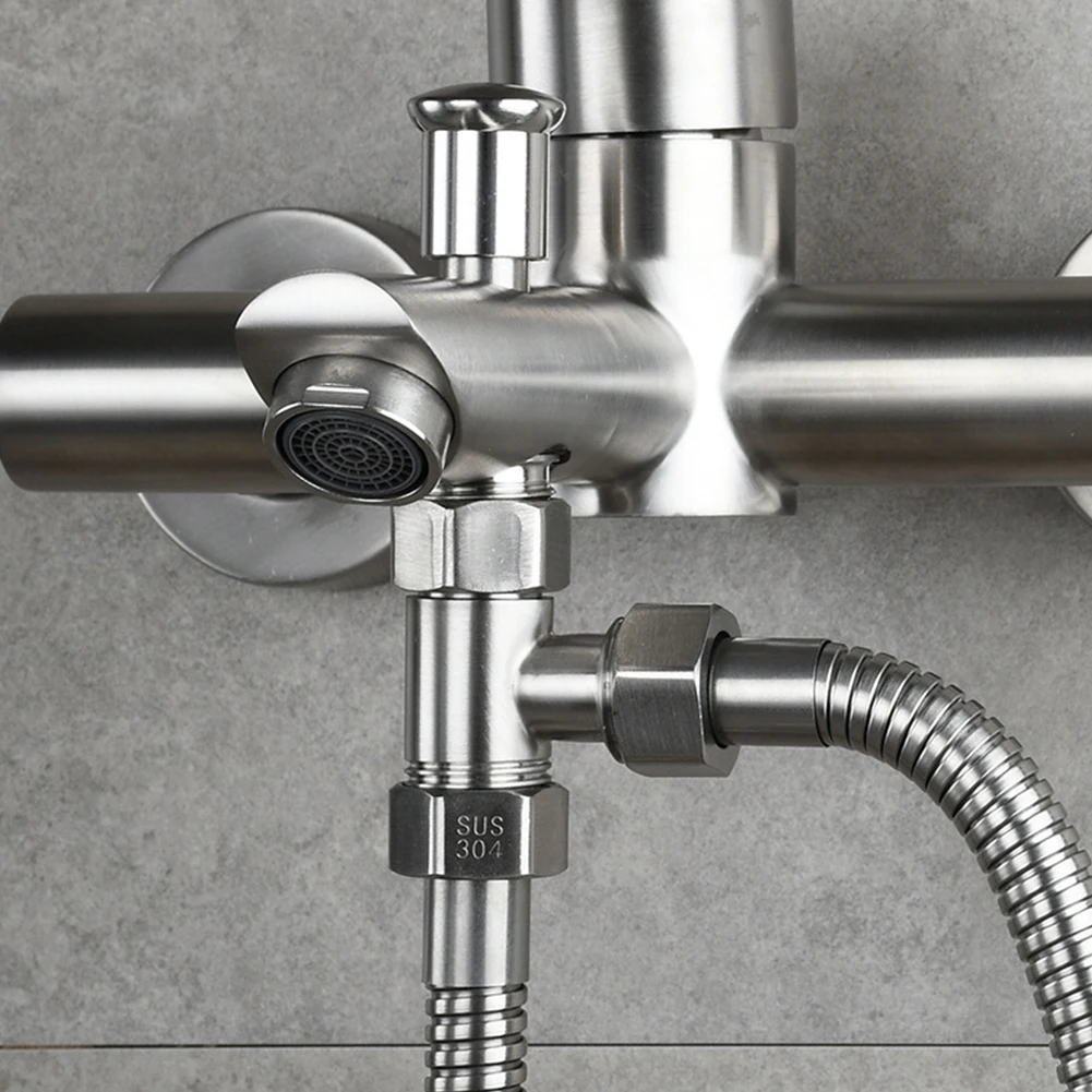 

Stainless Steel Diverter Valve T-shape 3 Fitting For Connecting Angle Valve Hose Faucet Shower G1/2 Inch Thread Connector