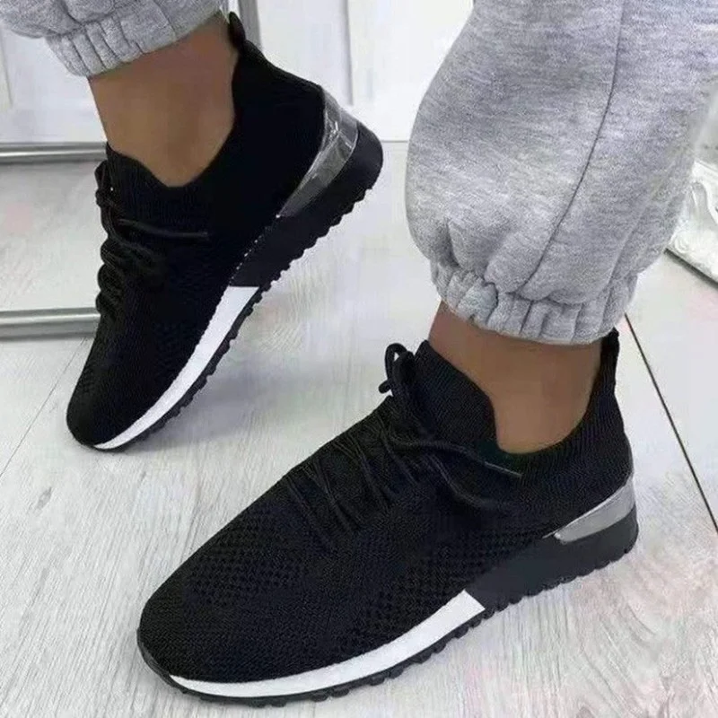 

2022 Mesh Sneakers Women Shoes Summer Casual Women Solid Wedge Shoes Woman Lace-up Breathable Female Sneakers Zapatillas Mujer