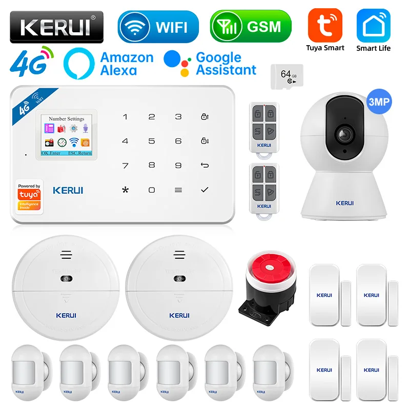 

Охранная сигнализация KERUI W184, GSM, 4G, Wi-Fi, управление через приложение