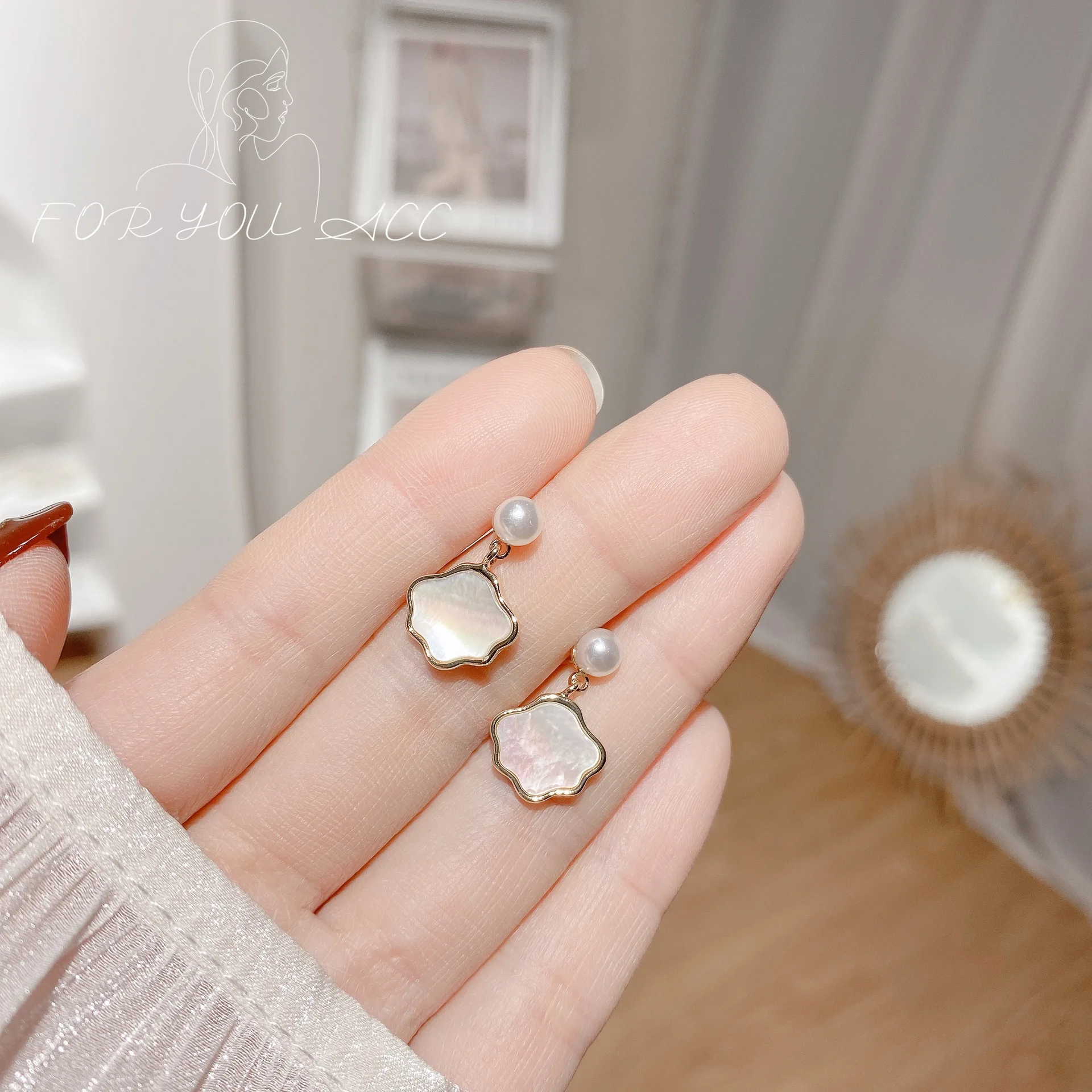 

Серьги с жемчугом S925 в стиле ретро, простые небольшие геометрические серьги с особым дизайном