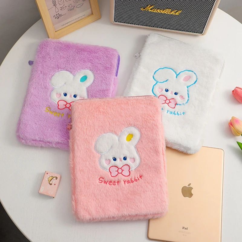 Kawaii Cartoon Rabbit Laptop Tablet Inner Case Bag for Ipad Plush Sleeve Pouch for Macbook Ipad 9.7 10.2 10.9 Inch Stationery