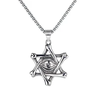 fashion retro six star magic eye necklace personality hipster male hip hop sweater chain accessories