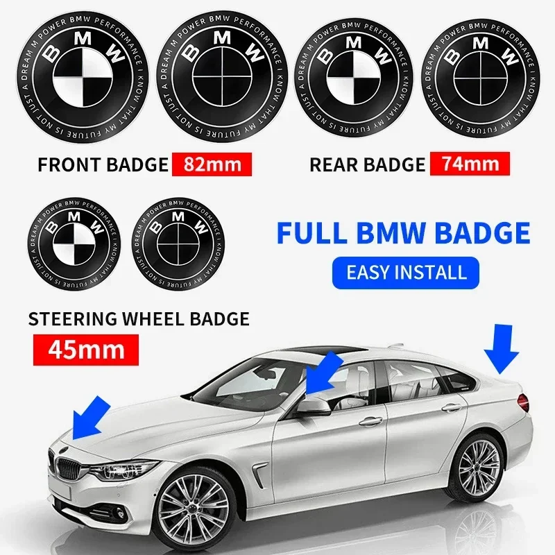 1 шт. полностью черные 45 мм 74 82 задние значки багажника эмблема на переднем капоте