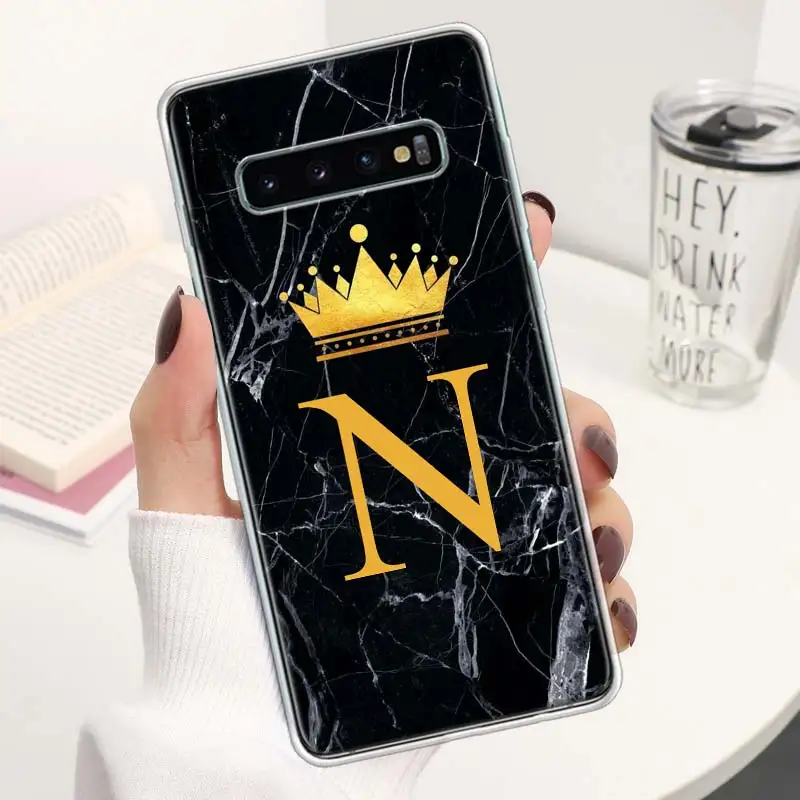 26 букв Корона пользовательский M Coque чехол для телефона Samsung Galaxy S24 S23 Ultra S22 S21 S20 FE S10