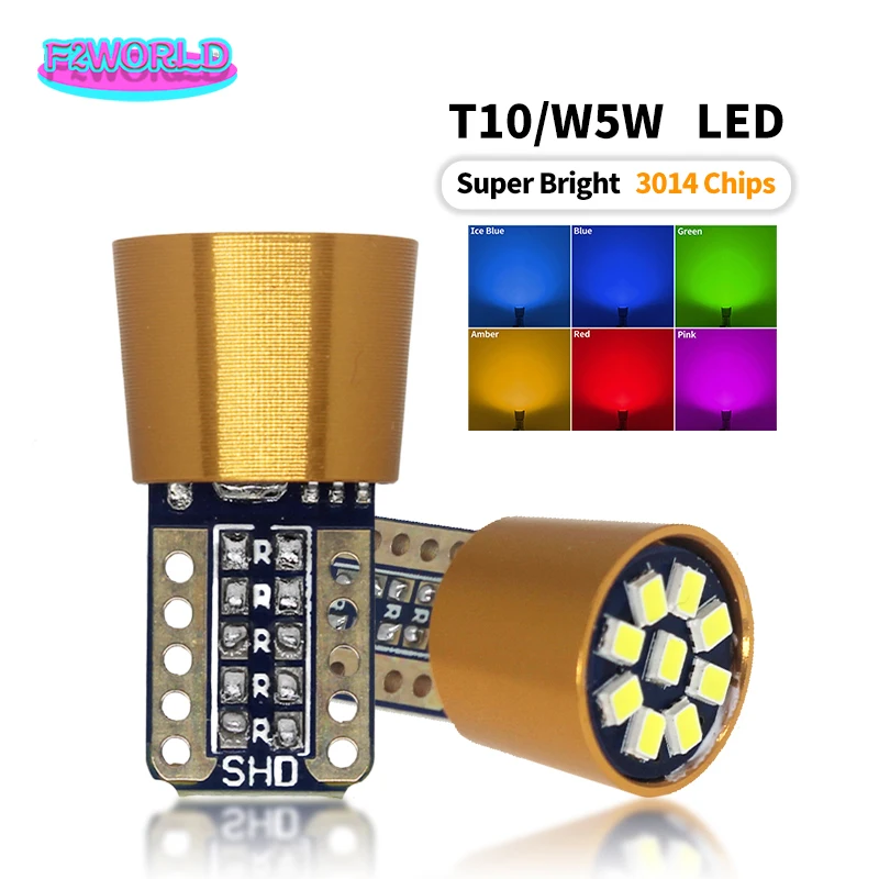 

50pcs T10 W5W 3014 9SMD Led Canbus bulb 194 168 No Error White Blue Red Amber Led Interior Reading Parking Light Map Dome Light