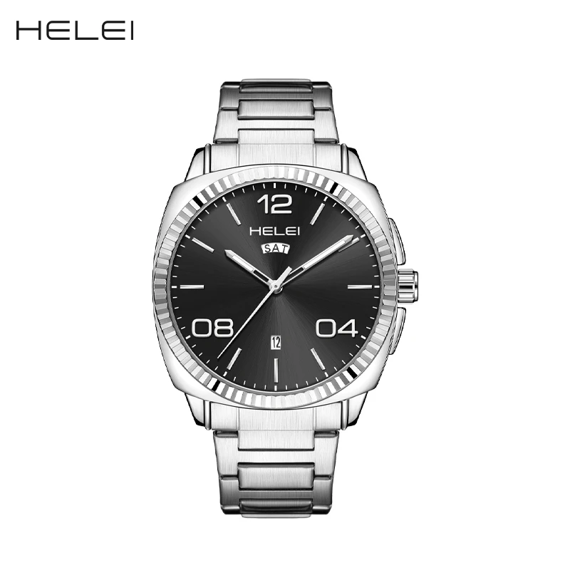 HELEI модные новые спортивные повседневные кварцевые часы с датой и ремешком из
