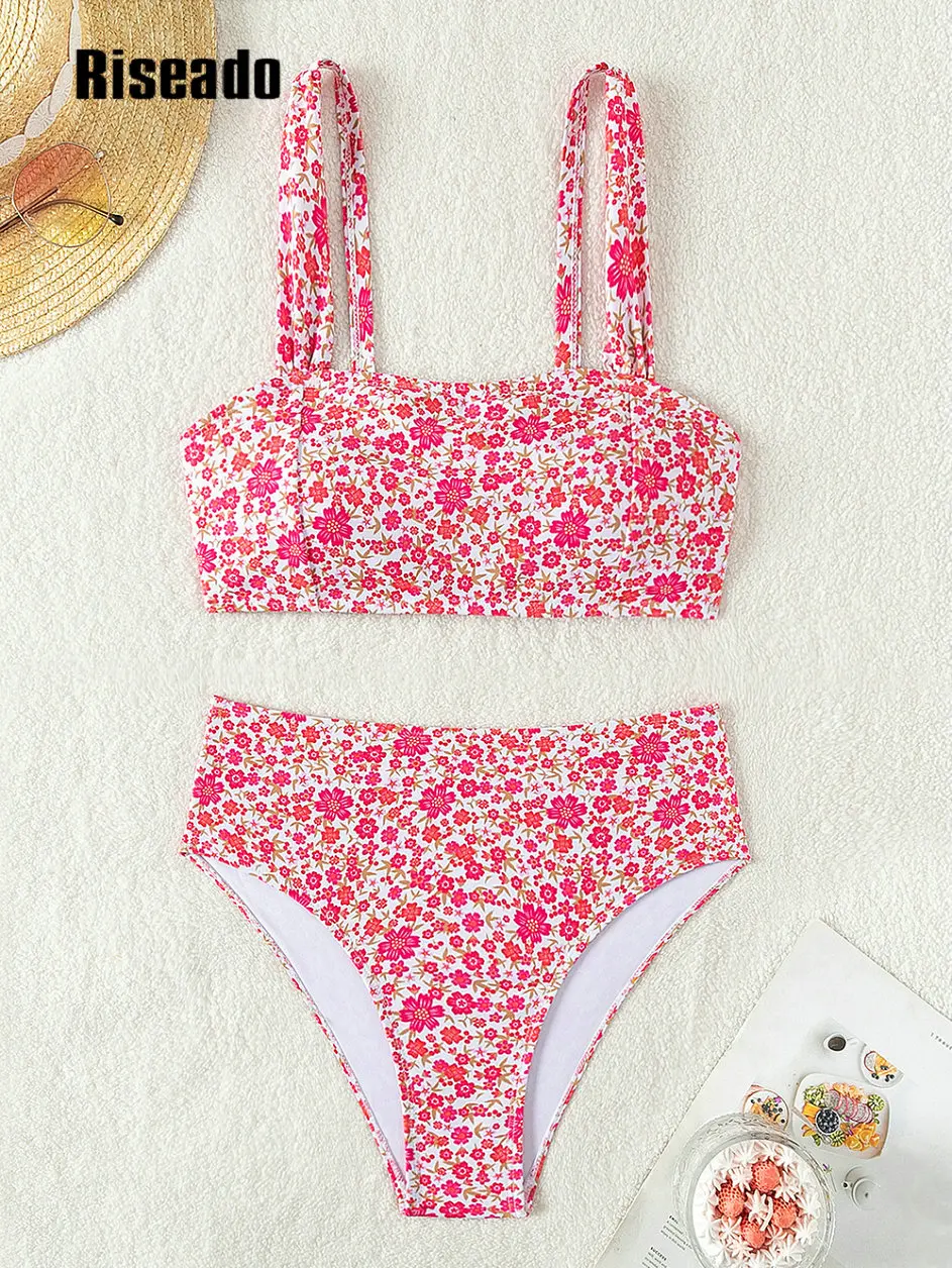 Riseado женский комплект бикини из двух частей купальники с высокой талией и