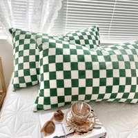 retro chessboard plaid cushion cover plush rectangle pillow case 48x74cm checkboard pillowcase soft sofa bed pillow covers