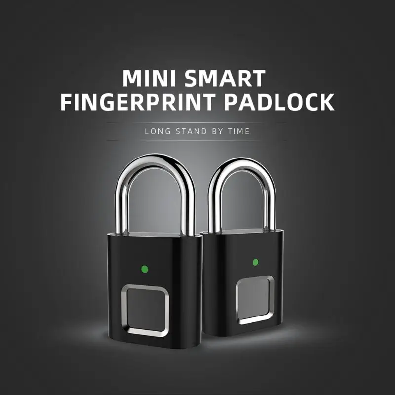

Fingerprint Smart Keyless USB Charging Door Quickly Unlock Zinc Alloy Metal Self-imaging Chip 10 Fingerprints Lock Padlock