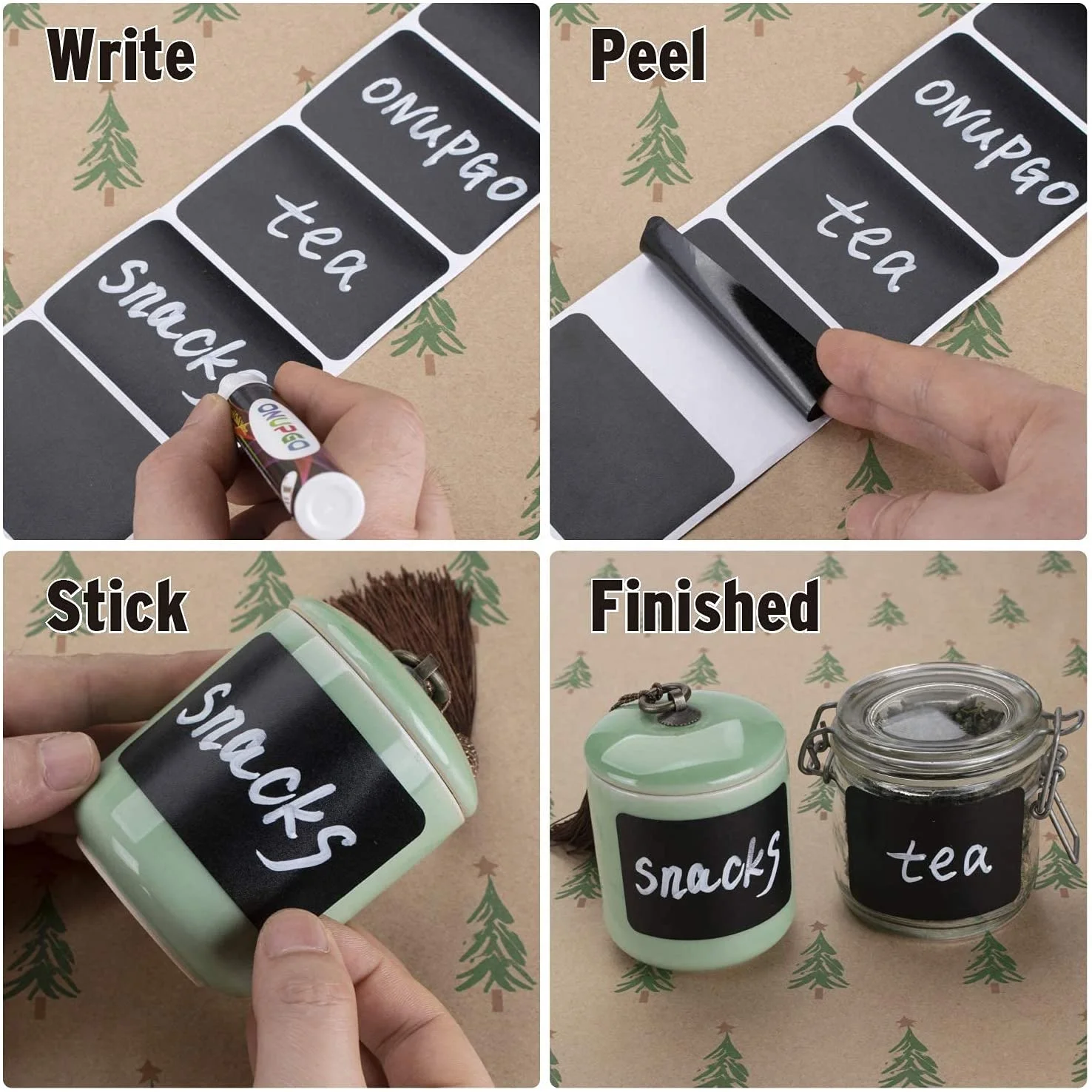 120pcs Waterproof Erasable Minimalist Blackboard Craft Kitchen Spice Jars Organizer Labels Chalkboard Black Chalk Board Stickers