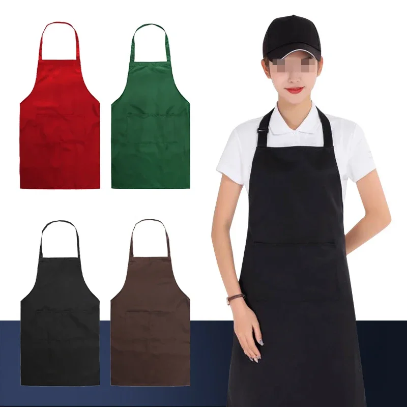 

Adjustable Cooking Apron Unisex Household Solid Color Chef Waiter Barbecue Hairdresser Adult Pocket Apron Kitchen Supplies Tool