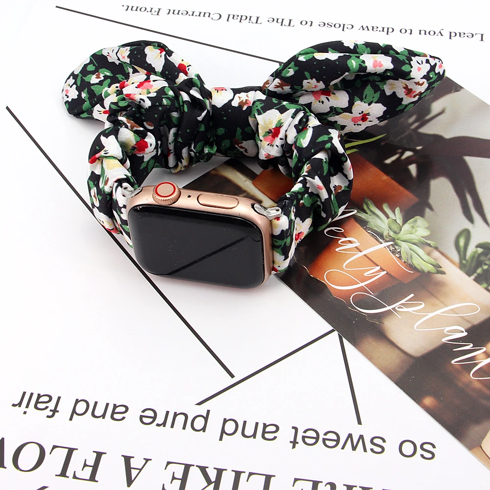 44mm 40mm Elastic Loop Band For Apple Watch 6 SE 5 Strap Scrunchie Fabric Bracelet Women Wristband for iWatch 6 5 4 3 38MM 42mm