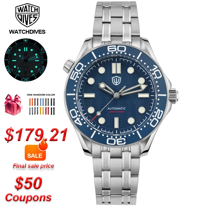 Watchdives WD007ST 39 мм NTTD часы NH35 автоматический механизм из нержавеющей стали с