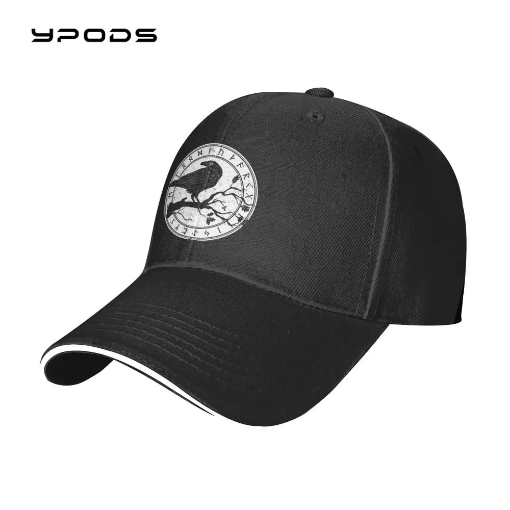 

Baseball Caps For Men Original Raven Of Odin Norse Runes Tattoo Men Viking Ragnar Snapback Hats For Men Women