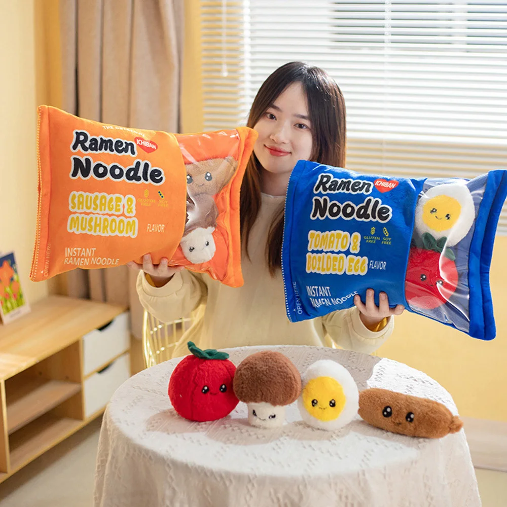 

Подушка декоративная для приготовления еды, суп-лапша, томат и яйцо, мини-колбаска и гриб внутри, с гофрированной бумагой, креативная еда