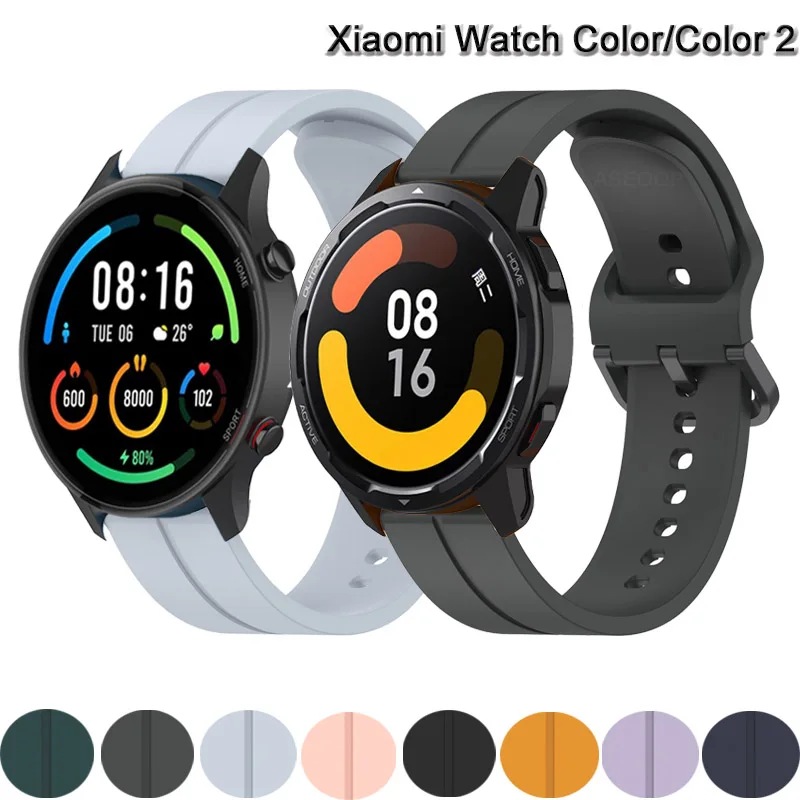 

Ремешок силиконовый для смарт-часов Xiaomi Mi Watch Color 2, оригинальный мягкий сменный Браслет, аксессуары для наручных часов, 22 мм