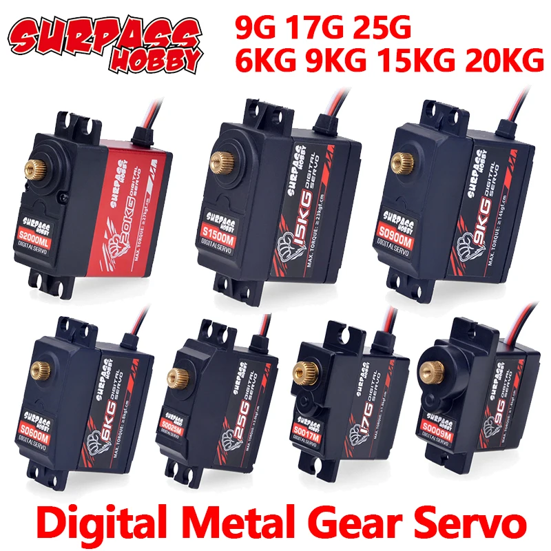 

High quality Digital Servo 9G 17G 25G 6KG 9KG 15KG 20kg Metal Gear Servo for 1/8 1/10 RC Car Boat Duct Plane Airplane Robot