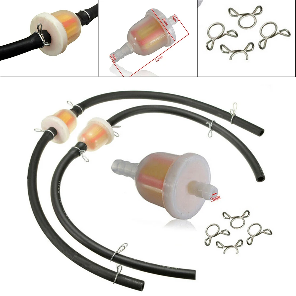 

Durable Petrol Pipe Fuel Filter Petrol In-Line Plastic Scooter With Hose Motorbike 2 X Fuel Filter 2pcs