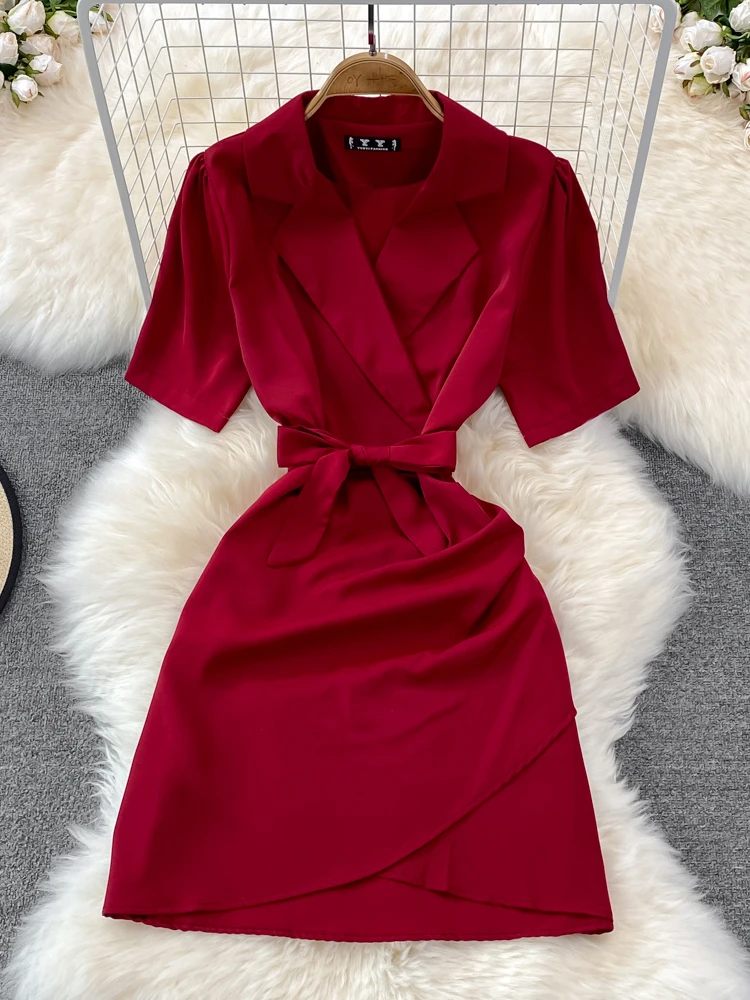 

Платье Nomikuma для женщин, летний костюм, воротник, тонкая талия, туника, шнурок, пышные рукава, женское платье, винтажные элегантные платья для ...