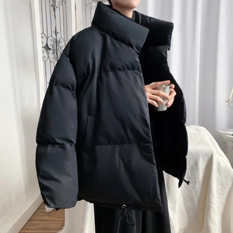 Winter Jacket Men Warm Fashion Black White Thicken Jacket Streetwear Korean Loose Thick Short Coat Mens Parker Clothes M-2XL