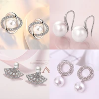 2022 new trendy trends black gold color 100 silver color korean pearl earring stud drop earing for women party gift jewelry z23