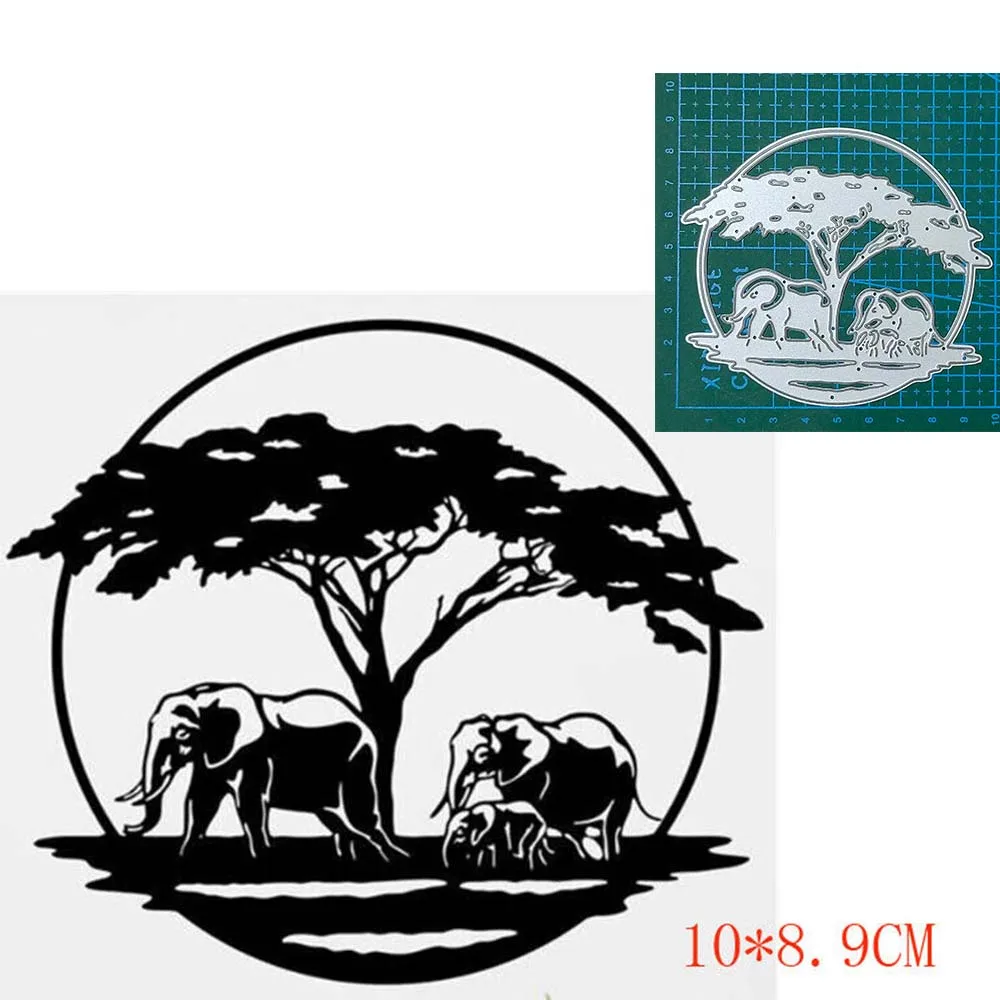 

Animal Elephant Trees Metal Cutting Dies Stencils Die Cut for DIY Scrapbooking Album Paper Card Blade Punch Embossing