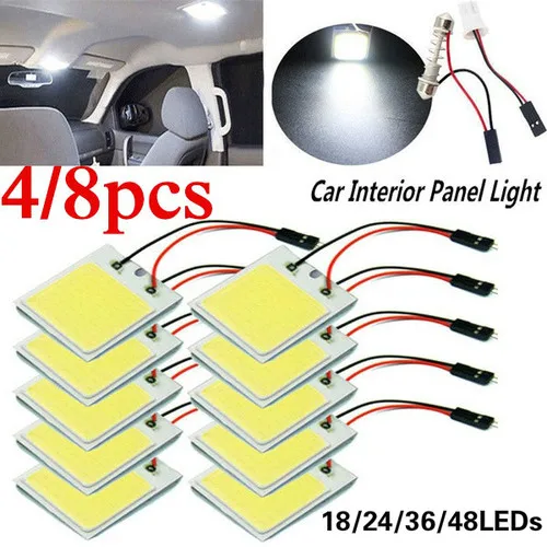 

4/8 PCS Car Interior Accessories 18/24/48 SMD T10 4W 12V COB Car Interior Panel LED Lights Lamp Bulb Car Dome Light Car Panel