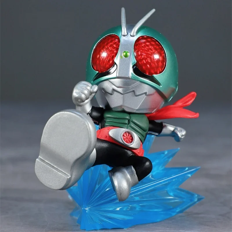 Фото Новая коллекционная фигурка Bandai Kamen Rider в стиле чиби-аниме, загадочная модель Q-версии, идеальное украшение для автомобиля и рабочего стола. №3