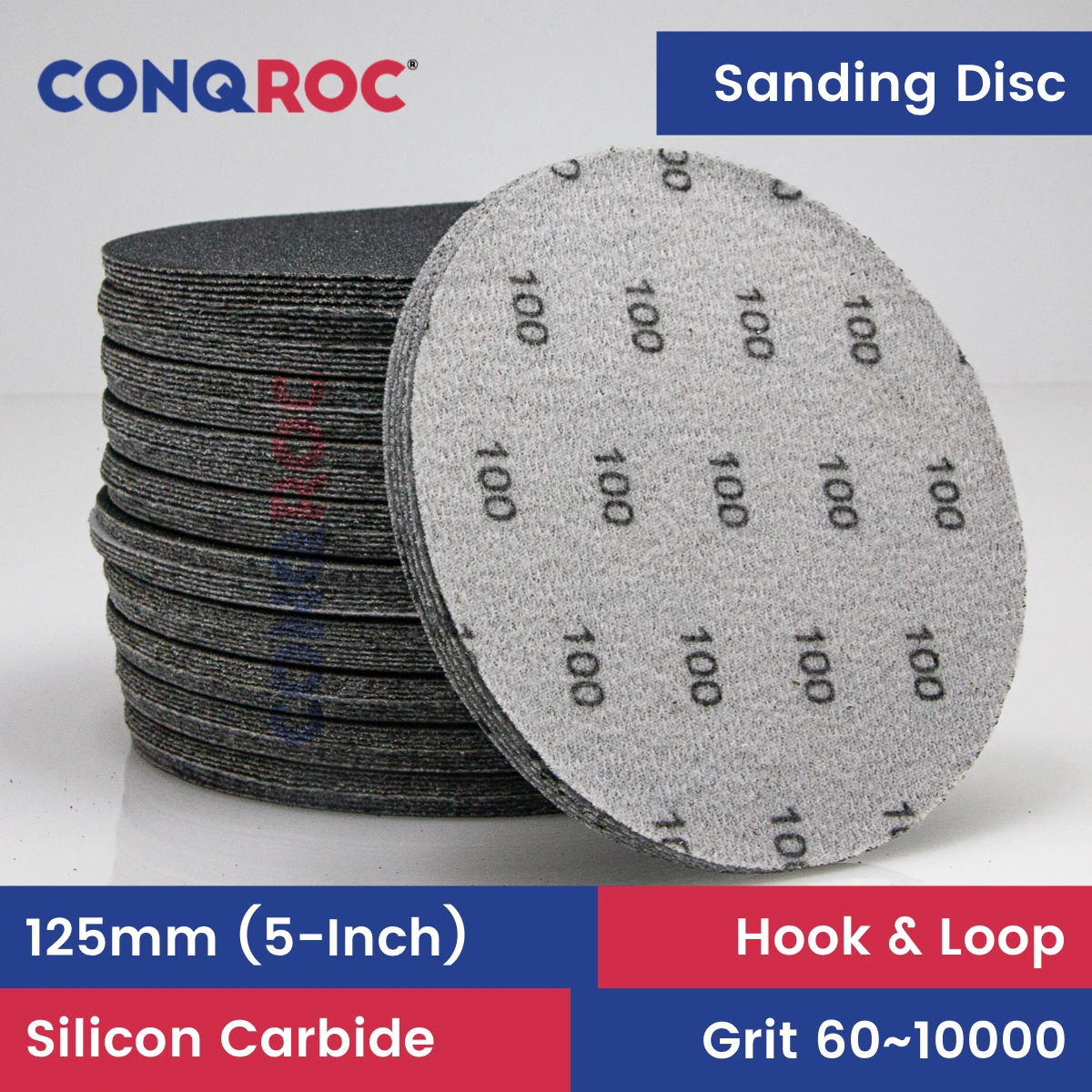 100 Pieces 5-Inch 125mm Silicon Carbide Sanding Discs Hook and Loop Waterproof for Wet and Dry Sanding Grit 60~10000