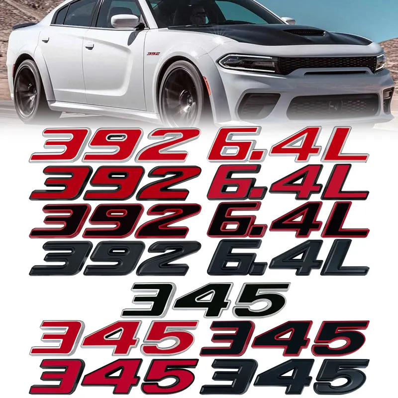 

3D Metal 392 345 6.4L 5.7 Logo Car Sticker Emblem Badge Decals Auto Tail For Dodge Ford Audi Toyota Honda Jeep Accessories