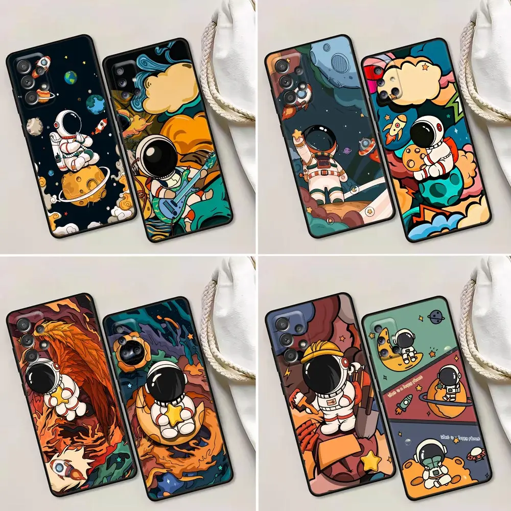 

Fundas Case for Samsung Galaxy A52 A53 A73 A72 A71 A32 A33 A51 A42 A13 A01 Cases Silicone Cover Cartoon Astronaut Space Spaceman