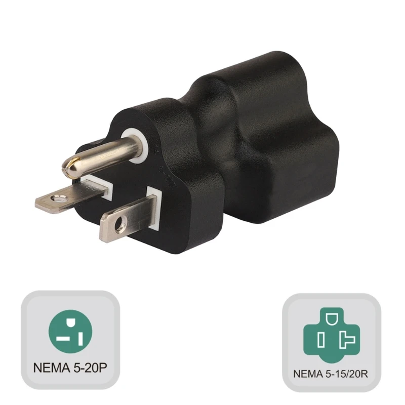 

Nema 5-20P Male to Nema 5-15/20R Female Adapter Kettle Plug 3-pin Connectors