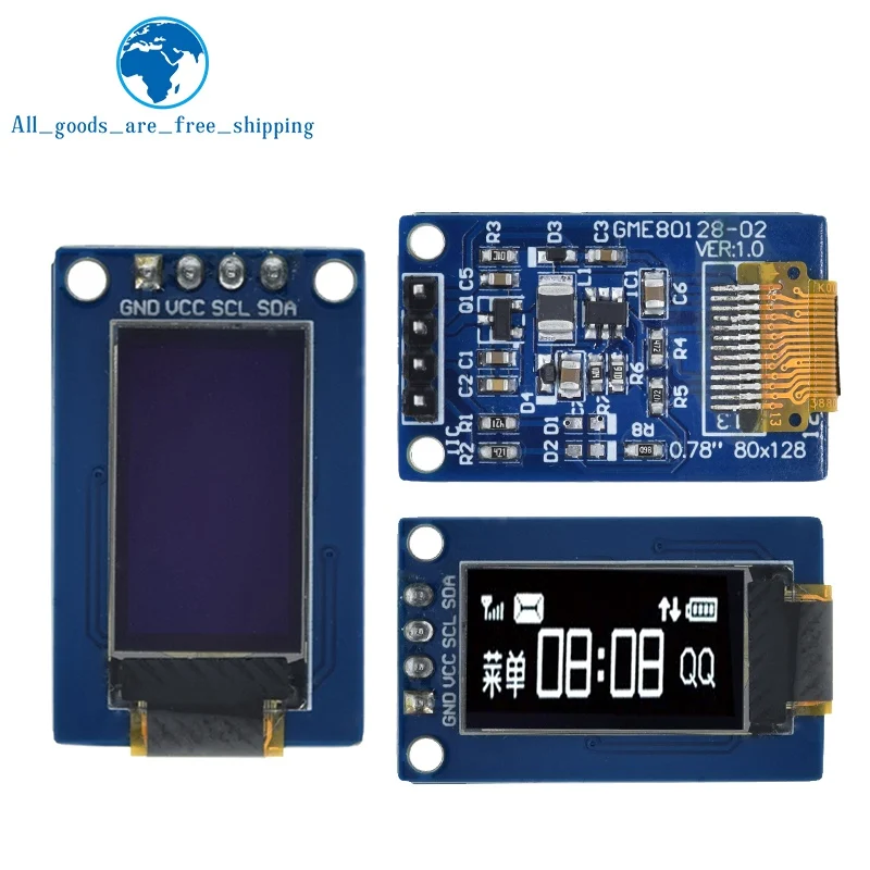 Модуль ЖК-дисплея TZT с OLED-дисплеем 0 78 дюйма разрешение 78*80 интерфейс SPI драйвер SH1107