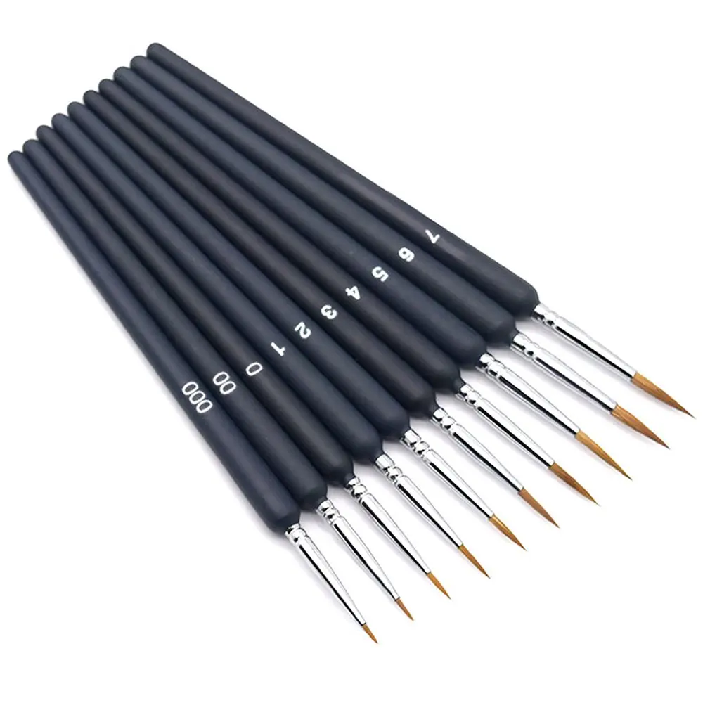 

9Pcs/Set Miniature Wolf Hair Hook Line Pen For Oil Painting Gouache Painting Watercolor Painting Nail Drawing Supplies